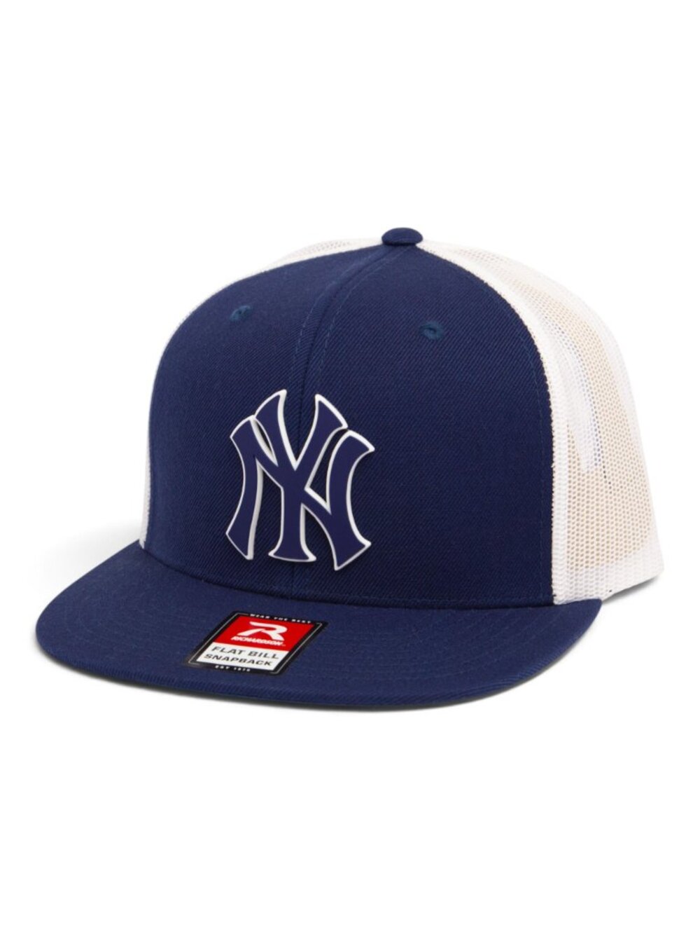 New York Yankees NY Navy 3D Wool Blend Flat Bill Hat- Navy/ White
